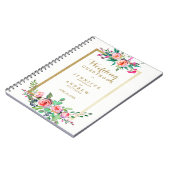 Elegant Chic Gold Pink Floral Wedding Guestbook Notitieboek (Linkerzijde)