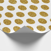 Elegant Chic Gold Polka Dots Glitter Foto afdrukke Cadeaupapier (Hoek)