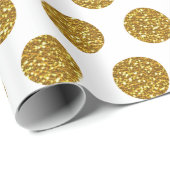 Elegant Chic Gold Polka Dots Glitter Foto afdrukke Cadeaupapier (Rol Hoek)