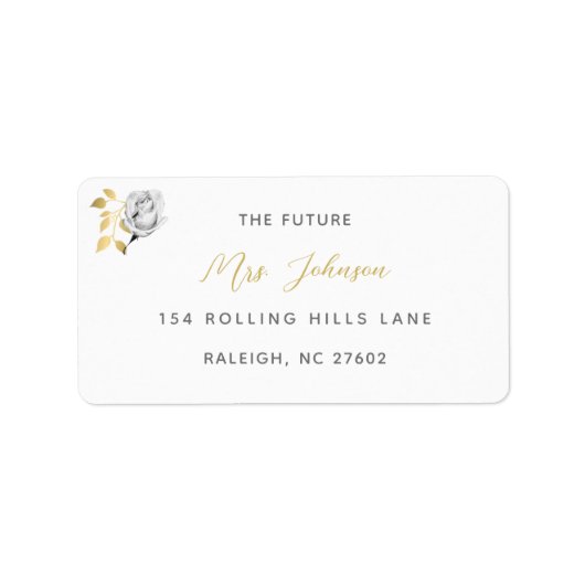 Elegant Chic Gold Roos Bride Return Address Label (Voorkant)