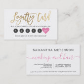 Elegant chic gold script make-up hair roze hart klantenkaartje (Voorkant / Achterkant)