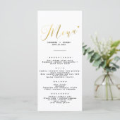 Elegant chic Gold Script Weddenschap Menu (Staand voorkant)