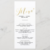 Elegant chic Gold Script Weddenschap Menu (Voorkant)