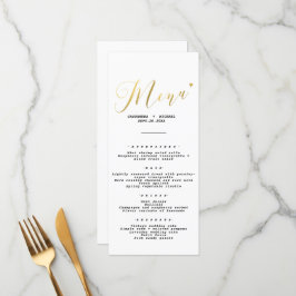 Elegant chic Gold Script Weddenschap Menu