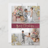 Elegant Chic Gold Snowflakes Foto Merry Kerstry (Voorkant)