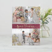 Elegant Chic Gold Snowflakes Foto Merry Kerstry (Staand voorkant)