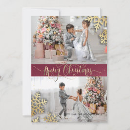 Elegant Chic Gold Snowflakes Foto Merry Kerstry