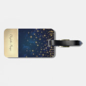 Elegant Chic Gold Stars Navy Blue Bagagelabel (Achterkant horizontaal)