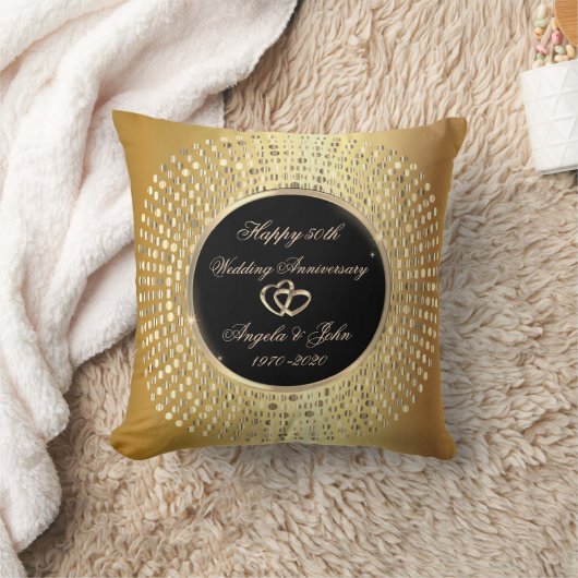 Elegant Chic Gold Stippen 50th Wedding Jubileum Kussen (Deken)