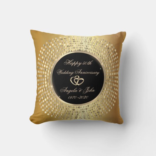 Elegant Chic Gold Stippen 50th Wedding Jubileum Kussen (Voorkant)