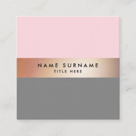 Elegant Chic Gold Stripe Pink Square Visitekaartje