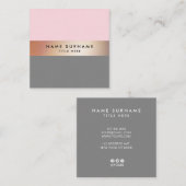 Elegant Chic Gold Stripe Pink Square Visitekaartje (Voorkant / Achterkant)