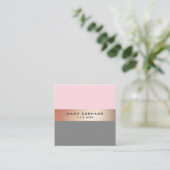 Elegant Chic Gold Stripe Pink Square Visitekaartje (Staand voorkant)