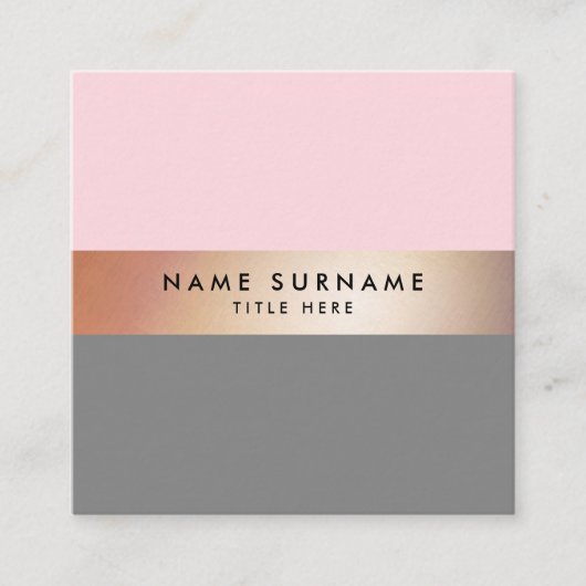 Elegant Chic Gold Stripe Pink Square Visitekaartje (Voorkant)