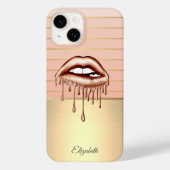 Elegant Chic Gold Striped Lips, Drivers Case-Mate iPhone Case (Achterkant)