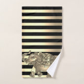 Elegant Chic Gold Stripes Elephant Bad Handdoek (Handdoek)