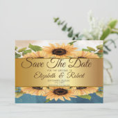 Elegant Chic Gold Sunflower bewaart de datum Save The Date (Staand voorkant)