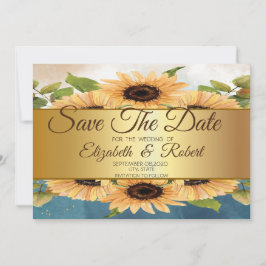 Elegant Chic Gold Sunflower bewaart de datum Save The Date