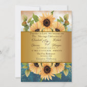 Elegant Chic Gold Sunflower Weduwuitnodiging Kaart (Voorkant)