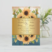 Elegant Chic Gold Sunflower Weduwuitnodiging Kaart (Staand voorkant)