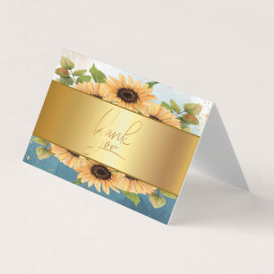 Elegant Chic Gold SunflowerDank u Kaart Visitekaartje