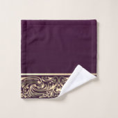 Elegant Chic Gold Swirls Burgundy Bad Handdoek (Wasdoekje)