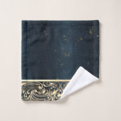 Elegant Chic Gold Swirls Donkerblauw Bad Handdoek (Wasdoekje)