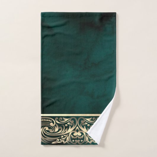 Elegant Chic Gold Swirls Green Bad Handdoek (Handdoek)