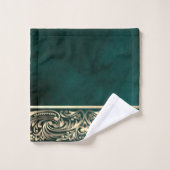 Elegant Chic Gold Swirls Green Bad Handdoek (Wasdoekje)