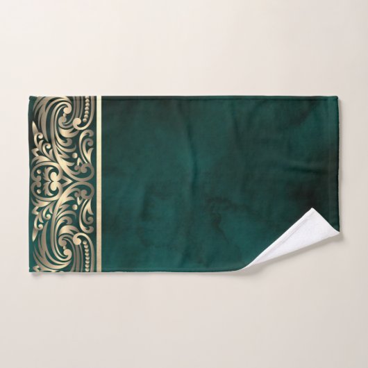 Elegant Chic Gold Swirls Green Bad Handdoek (Handdoek)