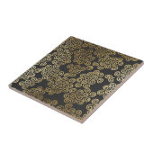 Elegant Chic Gold Swirls op Black Tegeltje (Zijkant)