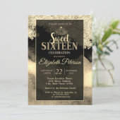 Elegant Chic Gold Tiara, Lijst Sweet 16 Party Kaart (Staand voorkant)