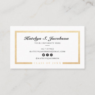 Elegant chic gold white afstuderen class foto's contactkaartje