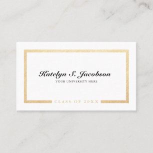 Elegant chic gold white afstuderen class van naam contactkaartje