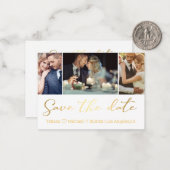 elegant chic golden 3 foto's collage behalve datum notitiekaartje (Voorkant / Achterkant in situ)