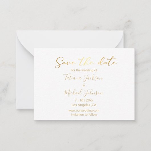 elegant chic golden 3 foto's collage behalve datum notitiekaartje (Achterkant)