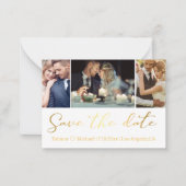 elegant chic golden 3 foto's collage behalve datum notitiekaartje (Voorkant)