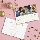 elegant chic golden 3 foto's collage behalve datum notitiekaartje
