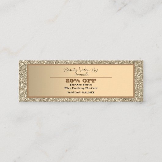 Elegant Chic Golden Foil Glittery Glam Discount Mini Visitekaartje (Voorkant)