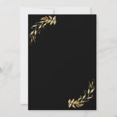 Elegant Chic Golden Foliage Black Wedding Kaart (Achterkant)