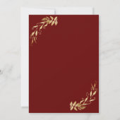 Elegant Chic Golden Foliage Burgundy Wedding Kaart (Achterkant)
