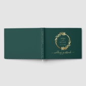 Elegant Chic Golden Foliage Emerald Green Wedding Gastenboek (Volledig)