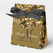 Elegant Chic Golden Glitter Monogrammed Wedding Bedankdoosjes (Voorkant Zijde)