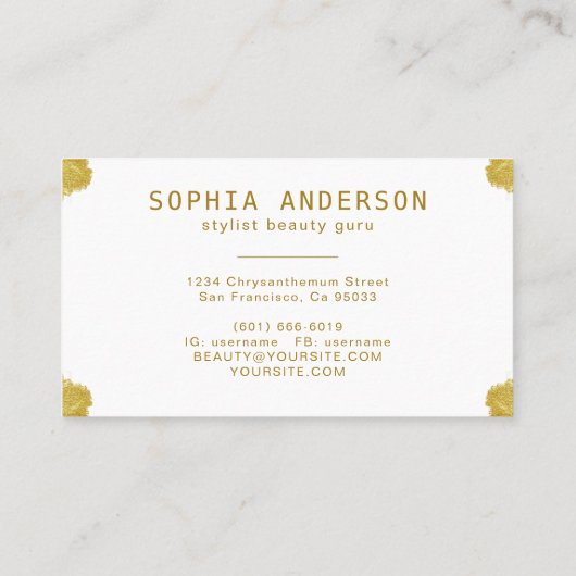 Elegant Chic Golden & Signature Script Business Bu Visitekaartje (Achterkant)