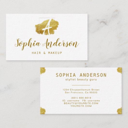 Elegant Chic Golden & Signature Script Business Bu Visitekaartje (Voorkant / Achterkant)