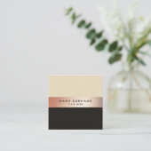 Elegant Chic GoldStripe Brown Square Visitekaartje (Staand voorkant)
