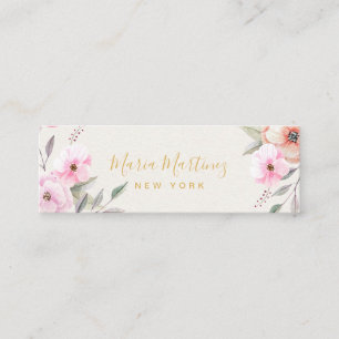 Elegant Chic Goud Lijst Girly Pink Floral Mini Visitekaartje