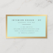 Elegant chic goud metallic mint groen minimalist visitekaartje (Achterkant)