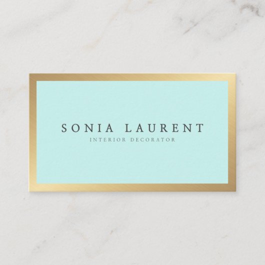 Elegant chic goud metallic mint groen minimalist visitekaartje (Voorkant)