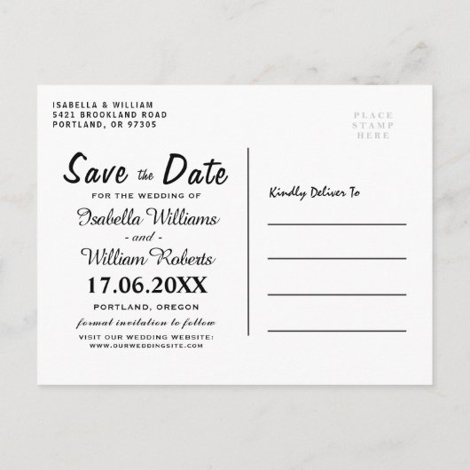 Elegant Chic Goud Paarse Bloemen Save the Date Aankondigingskaart (Achterkant)